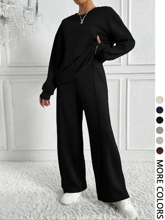🌷 6-PCS| Casual Solid Color Sweatshirt & Pants Set for Outdoor Comfort