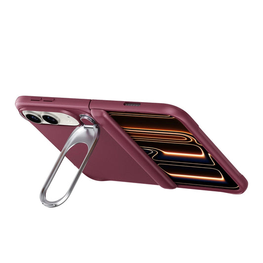💚iPhone Duo Atelier Silicone Leather Magnetic Case with Flex Stand - Deep Burgundy