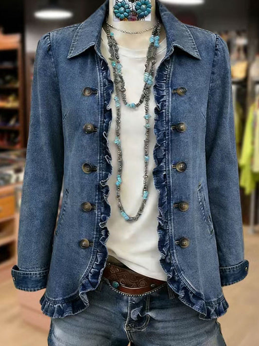🤲LAST DAY SAVE 49% ⏰Chic Ruffled Denim Jacket