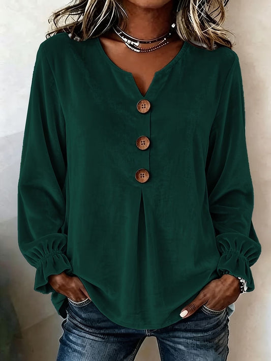 🌷Women's Shirt Velvet Solid Color Plain Elegant Bohemia Vacation Long Sleeve V Neck Long Tops Casual Blue Black Pink Red Green Fall Winter