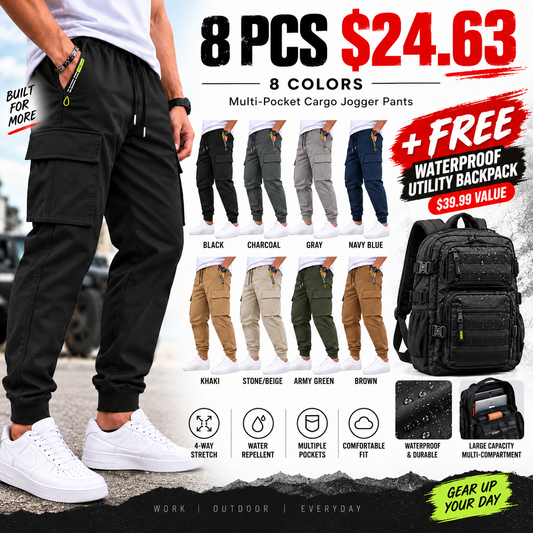 💚BESTSELLER | 8PCS $24.63 | Men’s Multi-Pocket Cargo Jogger Pants