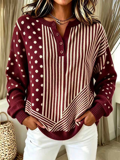 🤲LAST DAY SAVE 49% ⏰Chic Vibrant Orange Mixed-pattern Knit Sweater