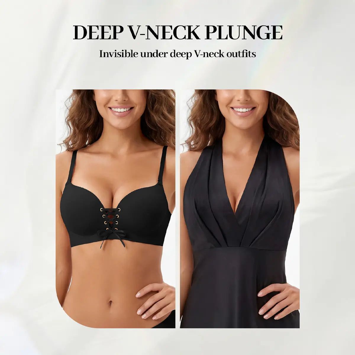 LUCKMEEY Drawstring Push Up Bra Wireless Lace Up