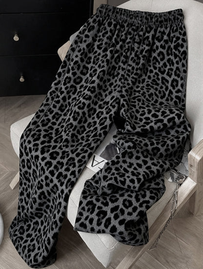 💚Leopard Print Casual Trousers with Side Pockets