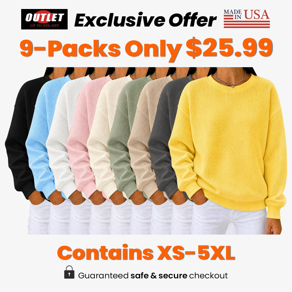 💚CLEARANCE SALE🔥Women's Waffle Knit Crewneck Sweatshirt