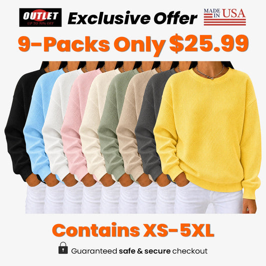 💚CLEARANCE SALE🔥Women's Waffle Knit Crewneck Sweatshirt
