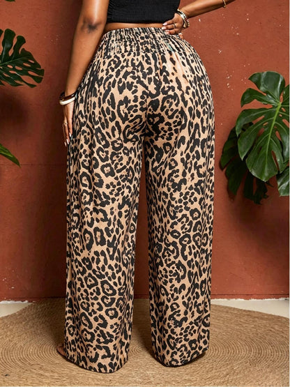 Women's Plus Size Tie-Dye Wide-Leg Pants- Travel & Daily Use