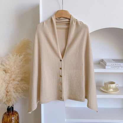 4pcs-Women's Soft Wool-Blend Wrap Cardigan – Cozy Open-Front Shawl Sweater for Fall