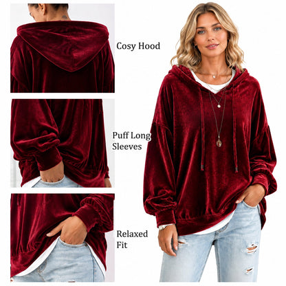 🤲🔥Limited-Time Promotion Women's Loose Velvet Drawstring Hoodie