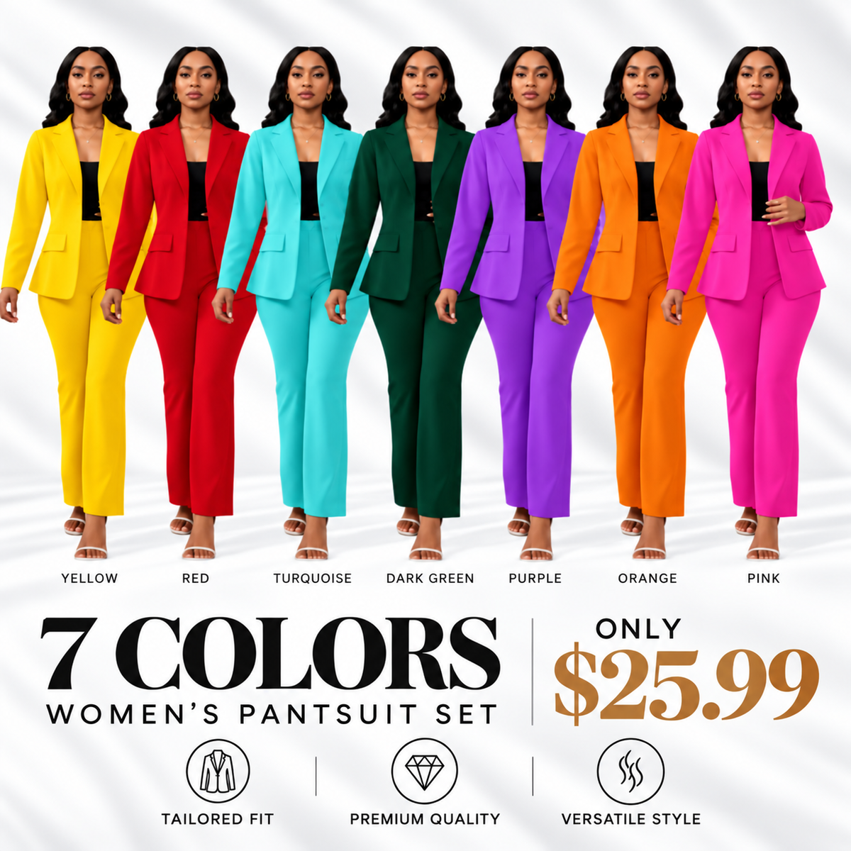 🤲Women's elegant business solid color long-sleeved two-piece suit