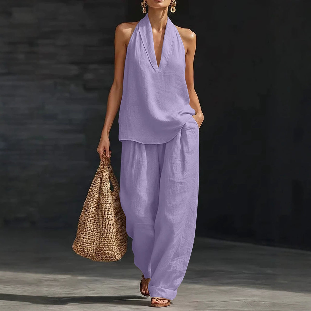 🌷 Women's Casual and Cozy Minimalist Linen Two-Piece Set