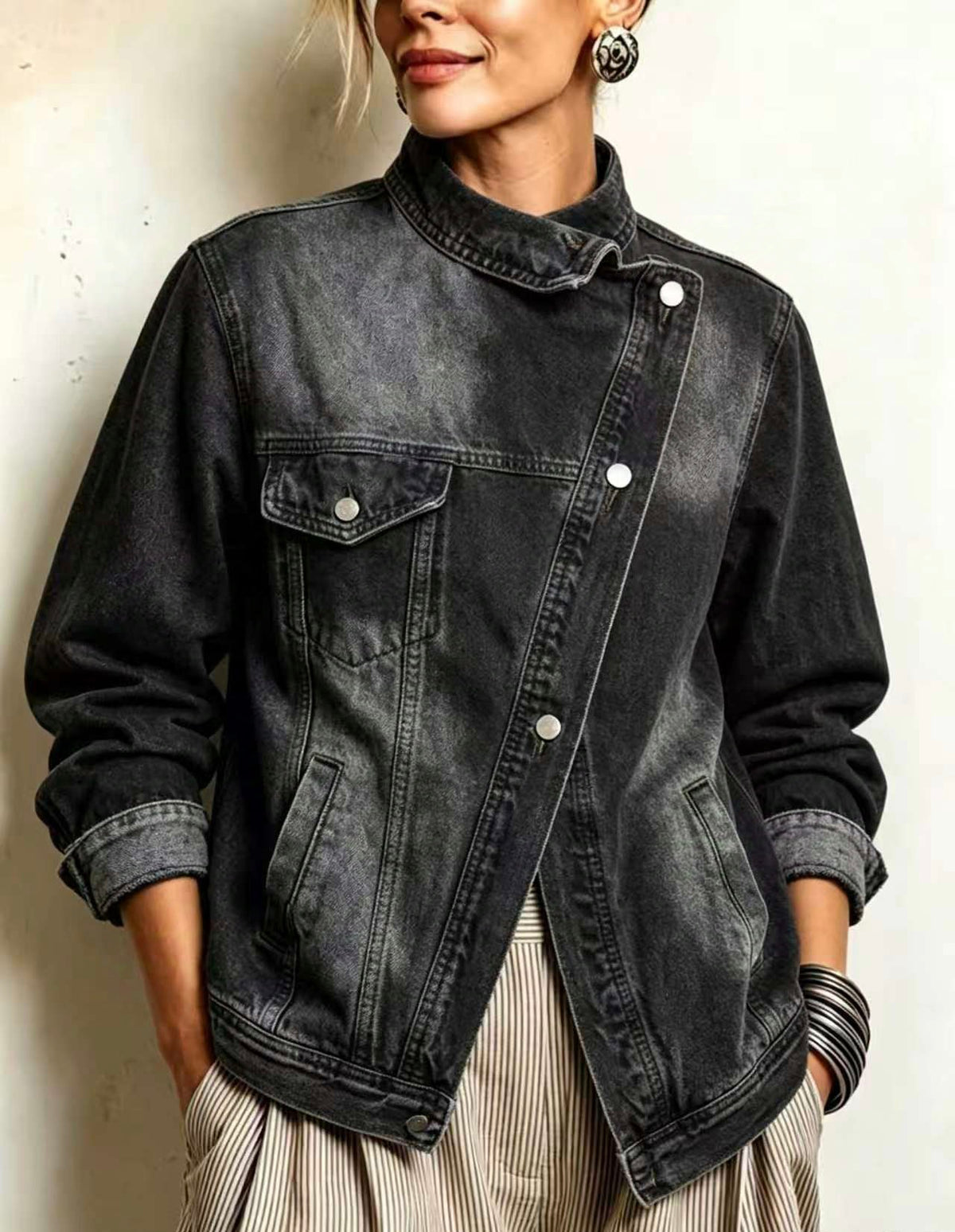 🤲LAST DAY SAVE 49% ⏰Oversized Denim Jacket With Irregular Wash