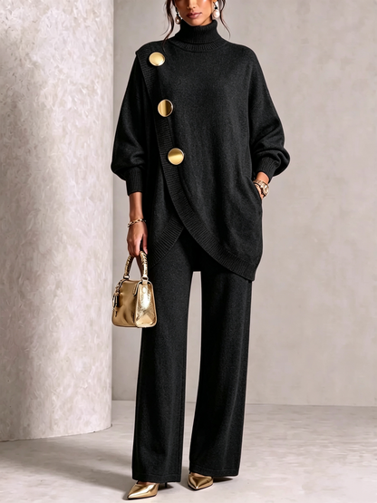 🤲 Elegant Knit Asymmetrical Button Set