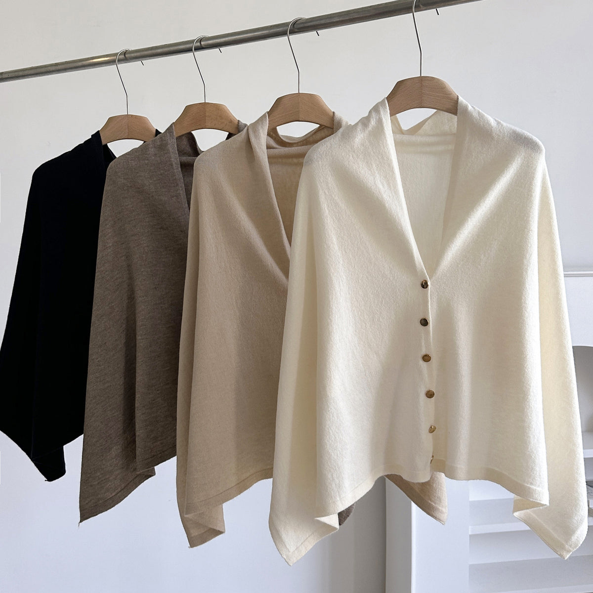 Women's Soft Wool-Blend Wrap Cardigan – Cozy Open-Front Shawl Sweater for Fall