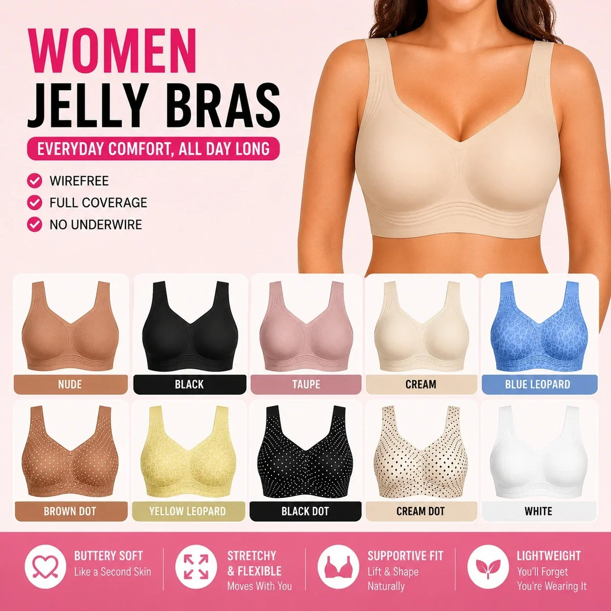 🤲Limited-Time Offer - Women Jelly Bras Wirefree Full Coverage No Underwire