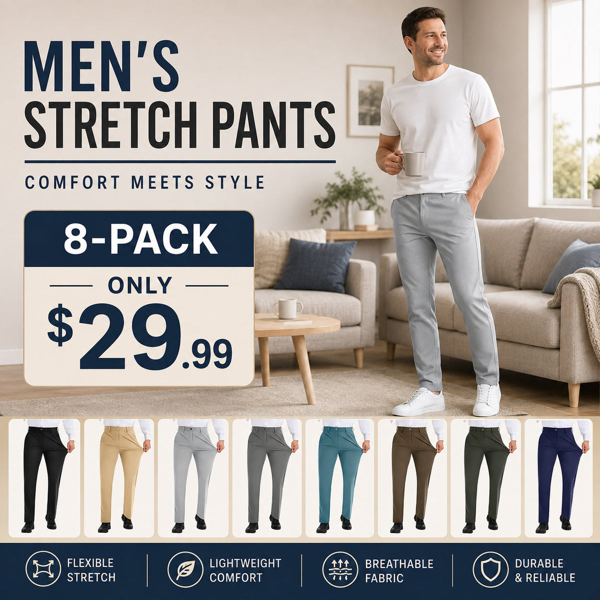 🤲Today's Specials🔥Men's stretch trousers with expandable waist