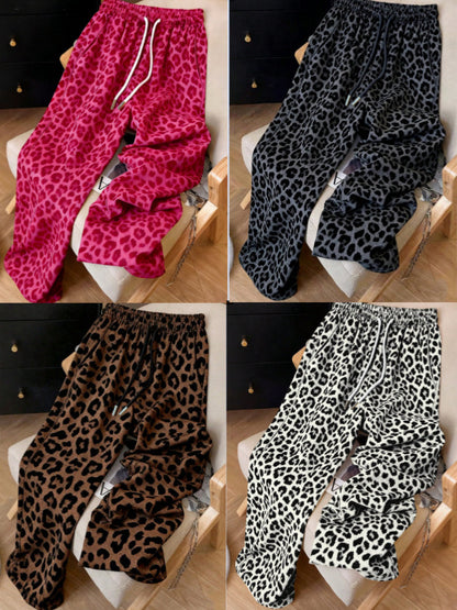 💚Leopard Print Casual Trousers with Side Pockets