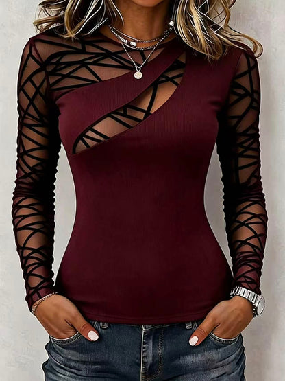 🤲LAST DAY SAVE 49% ⏰Sleek Geometric Mesh Accented Top