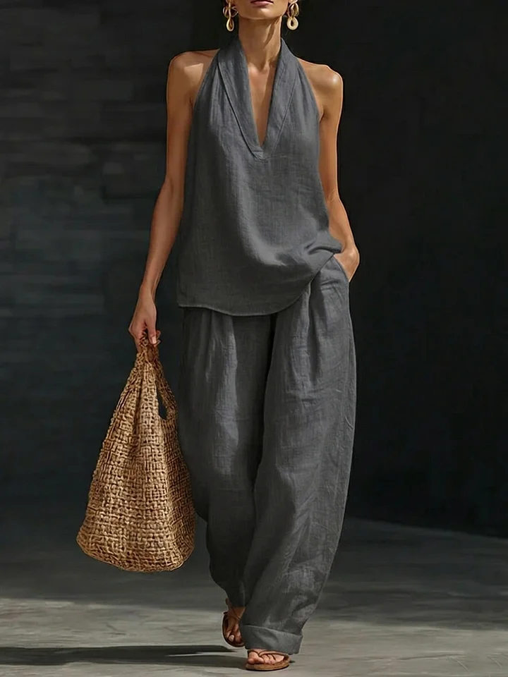 🌷 Women's Casual and Cozy Minimalist Linen Two-Piece Set