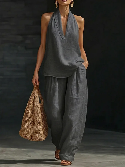 🌷 Women's Casual and Cozy Minimalist Linen Two-Piece Set