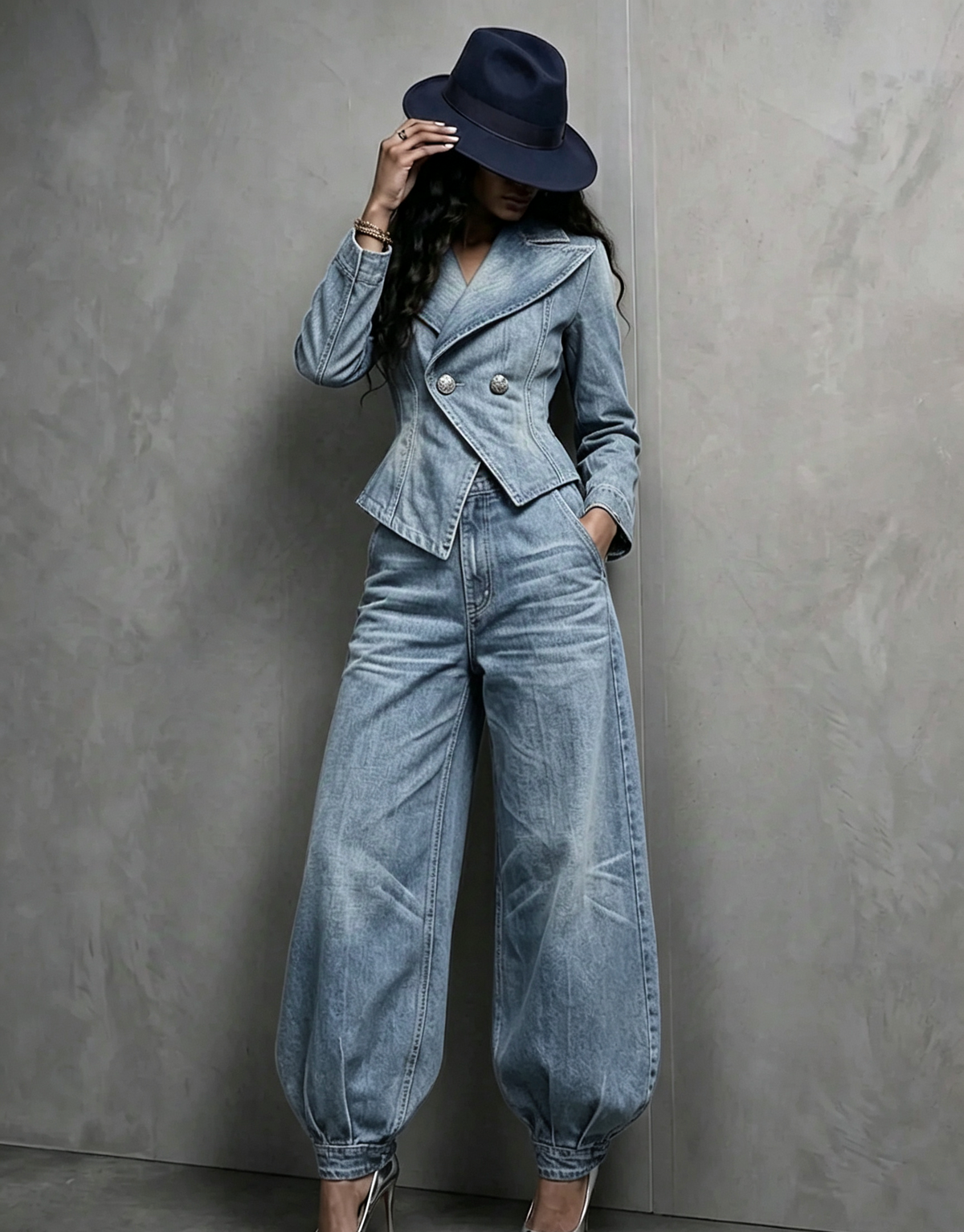 🤲LAST DAY SAVE 49%🔥 Figure-Flattering Denim 2-Piece Set + FREE Hat