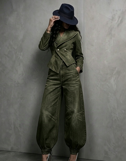 🤲LAST DAY SAVE 49%🔥 Figure-Flattering Denim 2-Piece Set + FREE Hat