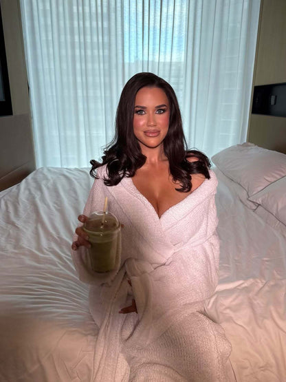 🌷Women's Thickened Thermal Lined Plush Bathrobe with Pockets - Oversized Casual Loungewear