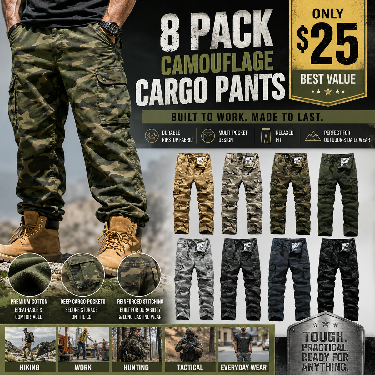 💚【LAST DAY SALE】Men’s practical camouflage cargo pant