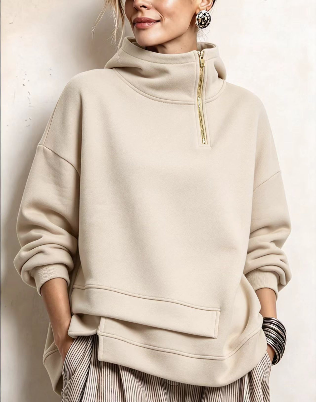 🤲LAST DAY SAVE 49% ⏰Modern Asymmetric High-Neck Casual Sweatshirt