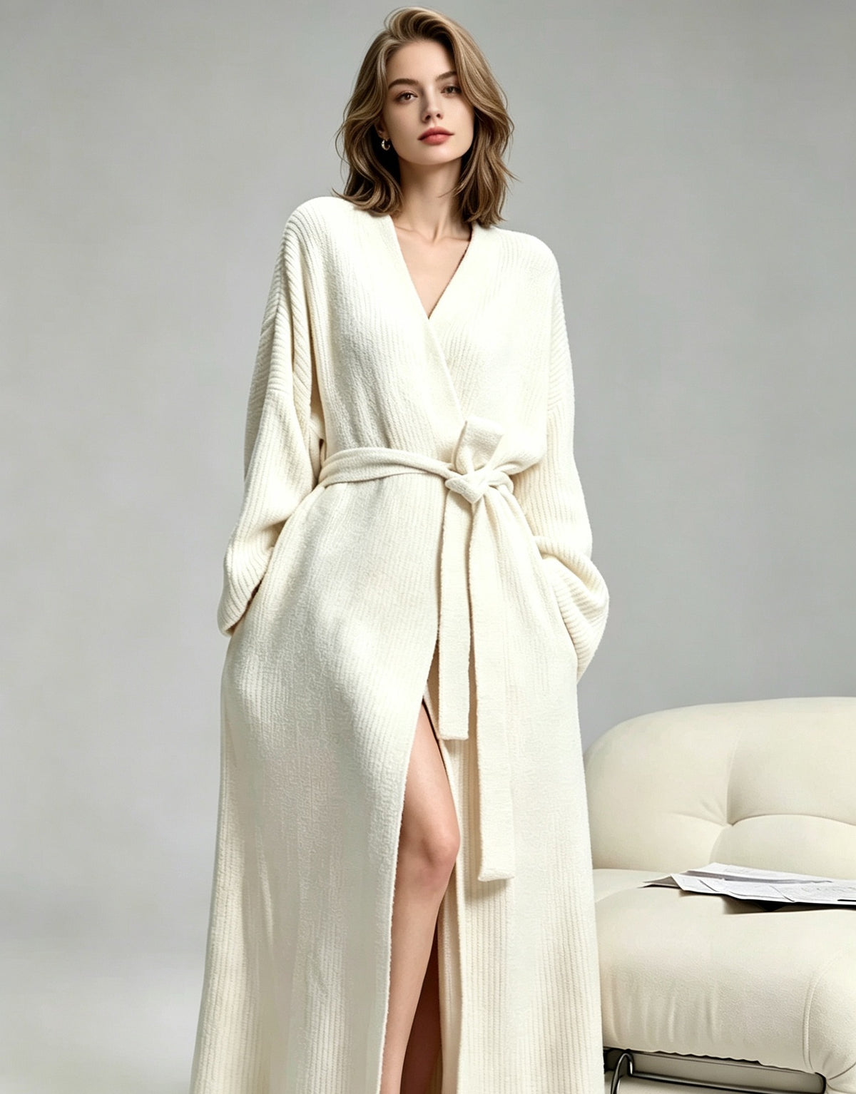 🌷Women's Thickened Thermal Lined Plush Bathrobe with Pockets - Oversized Casual Loungewear