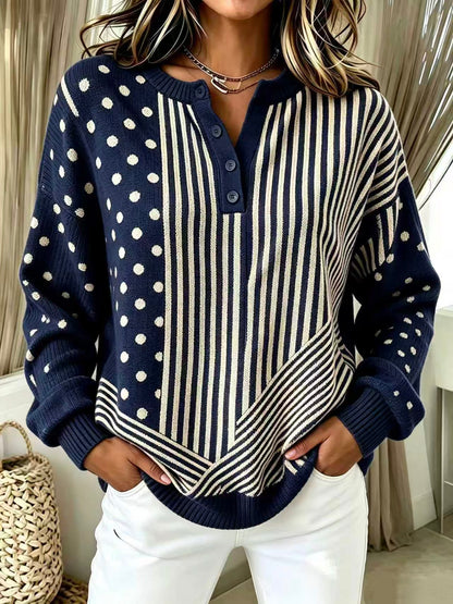 🤲LAST DAY SAVE 49% ⏰Chic Vibrant Orange Mixed-pattern Knit Sweater
