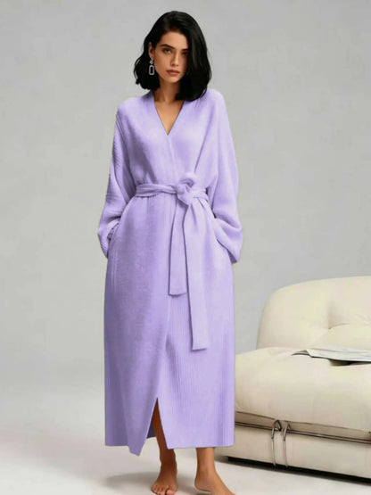 🌷Women's Thickened Thermal Lined Plush Bathrobe with Pockets - Oversized Casual Loungewear