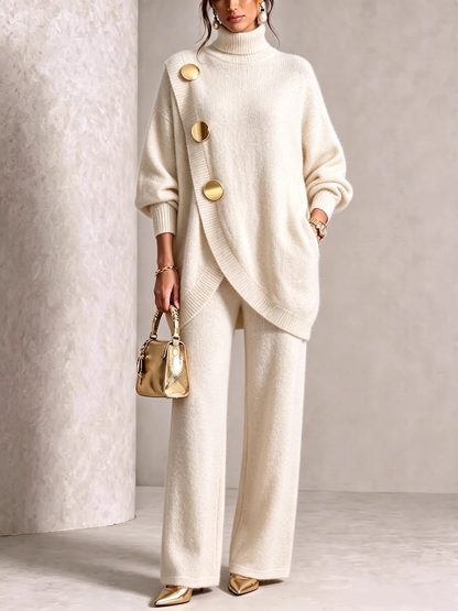 🤲 Elegant Knit Asymmetrical Button Set