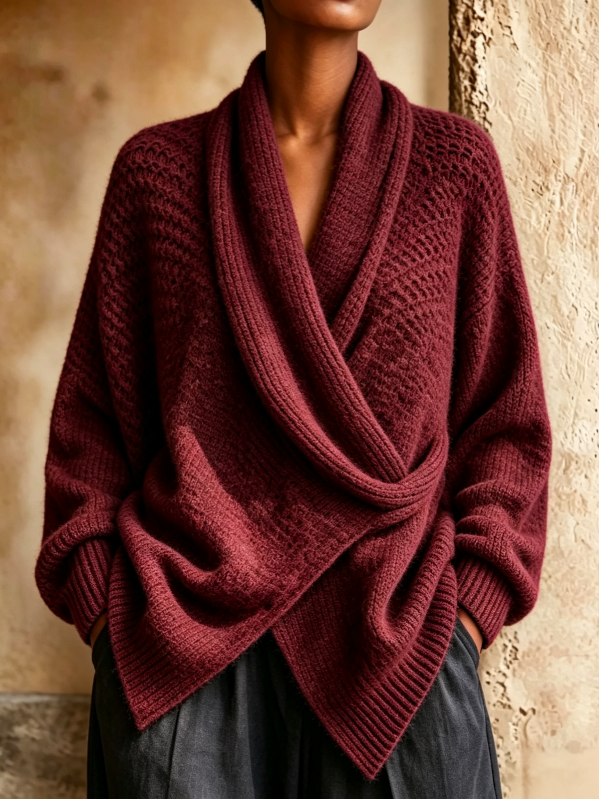 🤲LAST DAY SAVE 49% ⏰Chic Shawl Colla Lime Green Oversized Knitwear