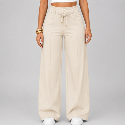 🤲⚡New Summer Drawstring High Waist Wide Leg Pants