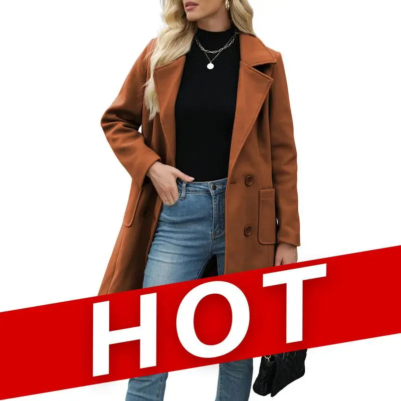 🤲Women's Winter Wool Blend Camel Mid-Long Coat