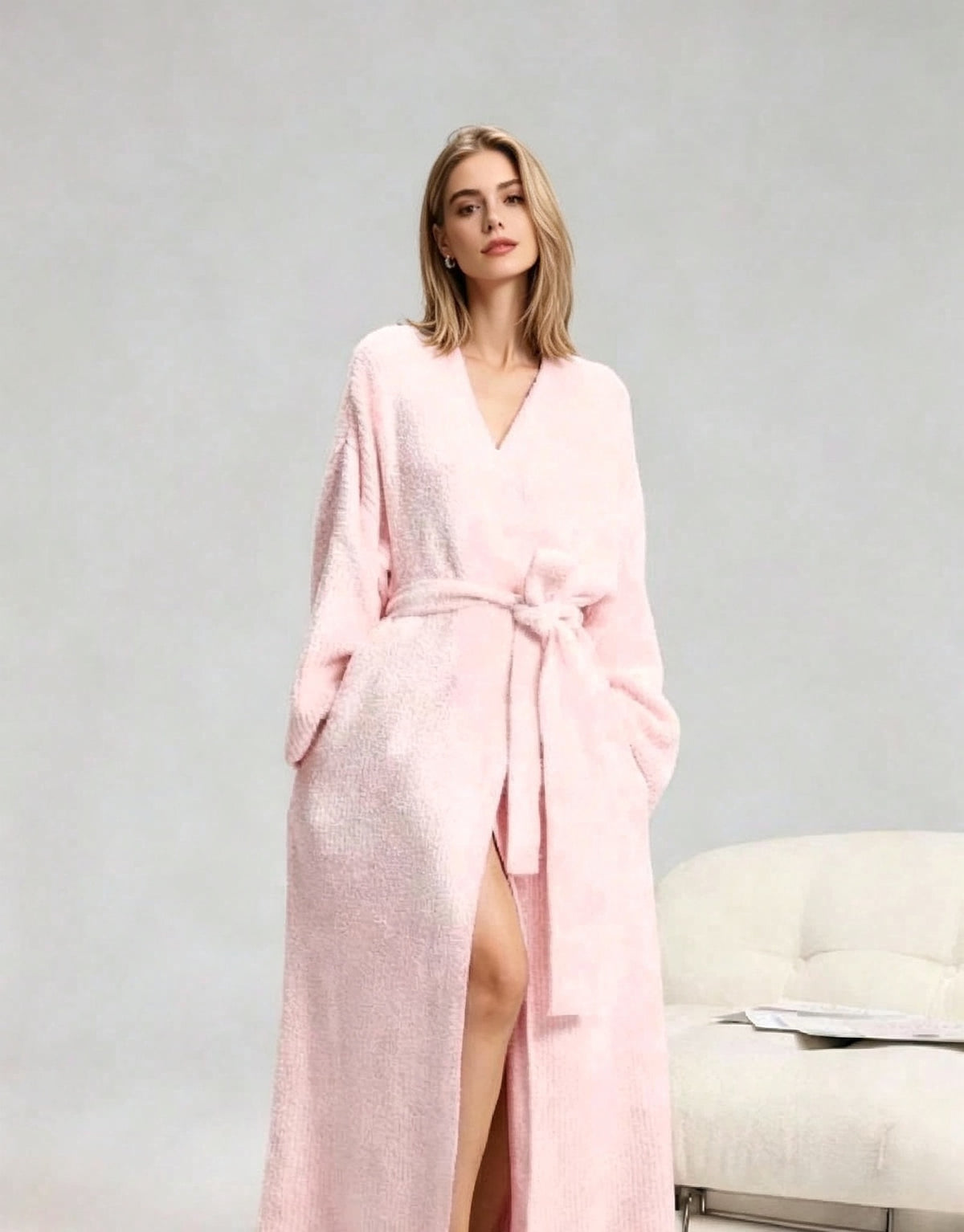🌷Women's Thickened Thermal Lined Plush Bathrobe with Pockets - Oversized Casual Loungewear