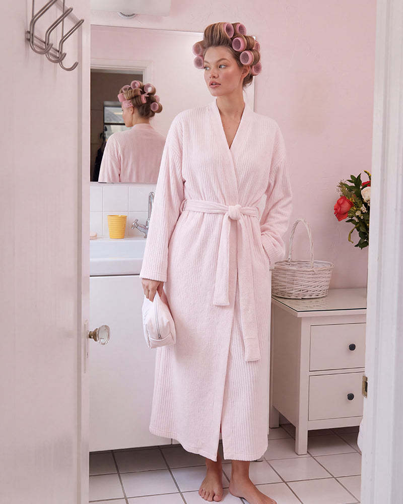 🌷Women's Thickened Thermal Lined Plush Bathrobe with Pockets - Oversized Casual Loungewear