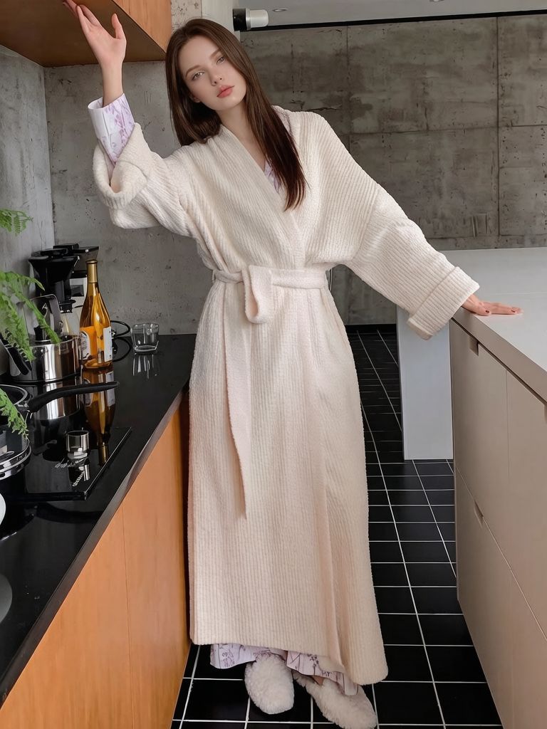 🌷Women's Thickened Thermal Lined Plush Bathrobe with Pockets - Oversized Casual Loungewear