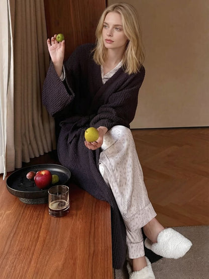 🌷Women's Thickened Thermal Lined Plush Bathrobe with Pockets - Oversized Casual Loungewear