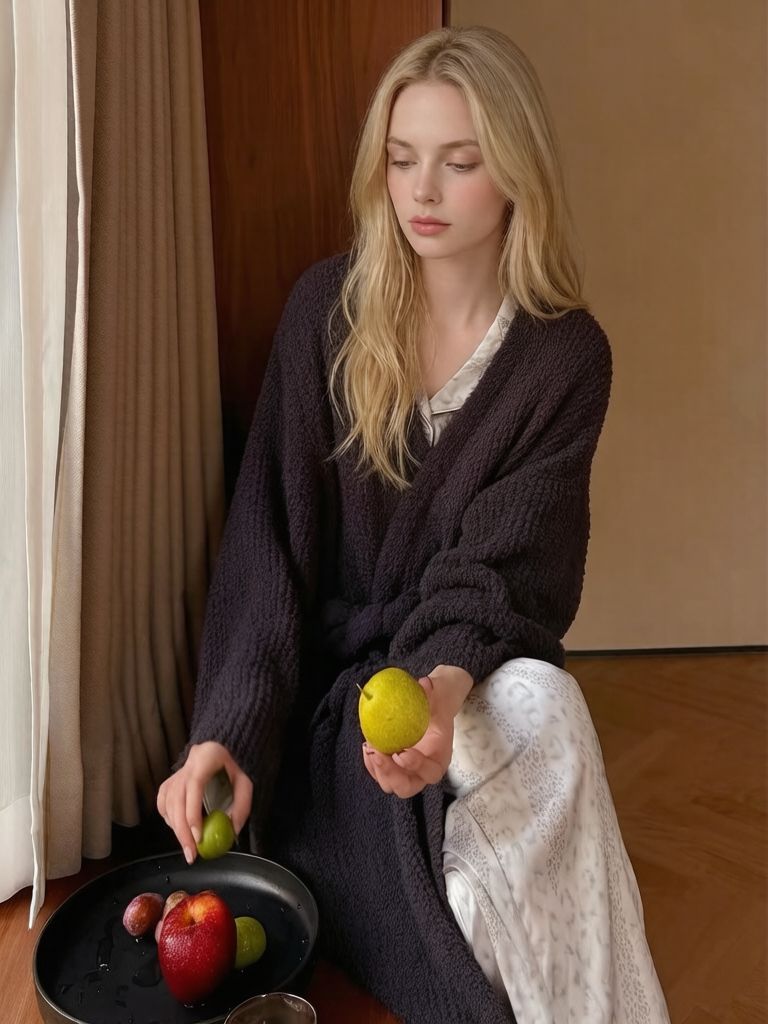 🌷Women's Thickened Thermal Lined Plush Bathrobe with Pockets - Oversized Casual Loungewear