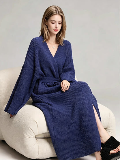 🌷Women's Thickened Thermal Lined Plush Bathrobe with Pockets - Oversized Casual Loungewear
