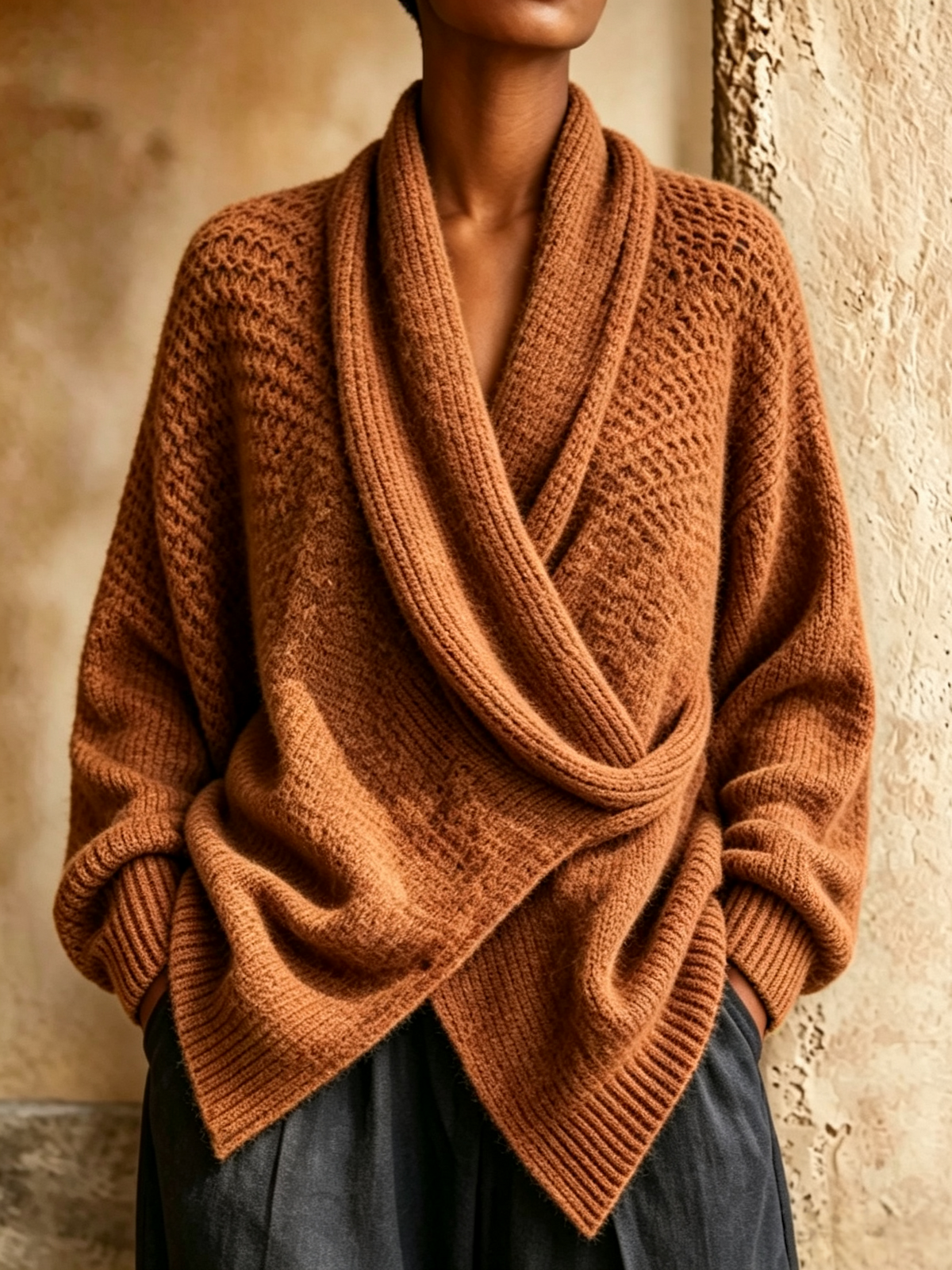 🤲LAST DAY SAVE 49% ⏰Chic Shawl Colla Lime Green Oversized Knitwear