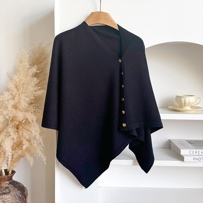 Women's Soft Wool-Blend Wrap Cardigan – Cozy Open-Front Shawl Sweater for Fall