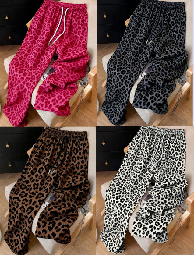 💚Leopard Print Casual Trousers with Side Pockets