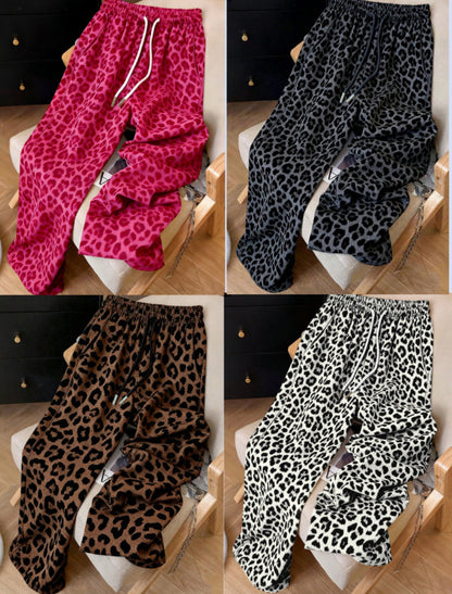💚Leopard Print Casual Trousers with Side Pockets