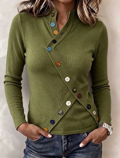 🤲LAST DAY SAVE 49% ⏰Chic Asymmetric Multi-Button Knit Top