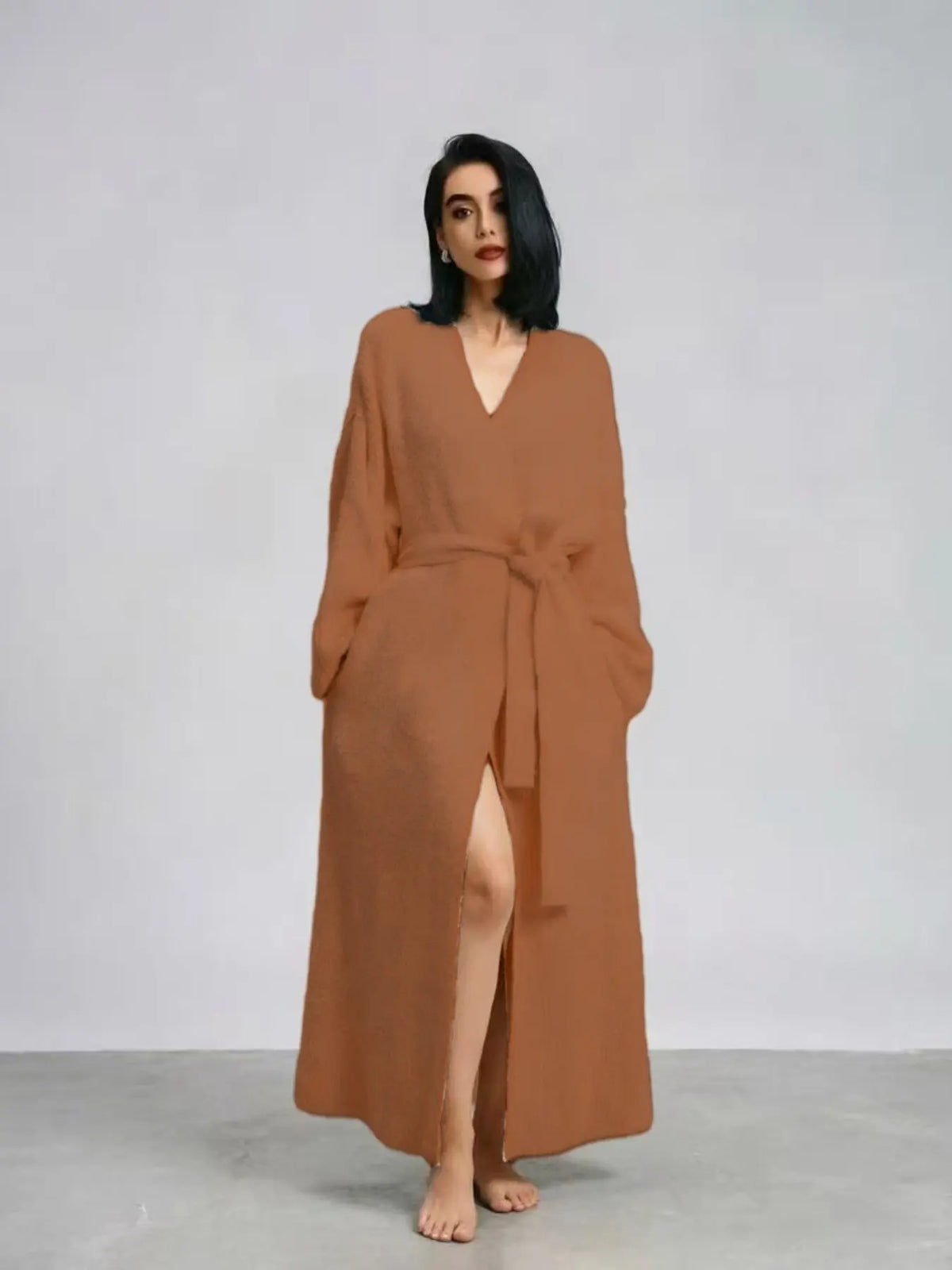 🌷Women's Thickened Thermal Lined Plush Bathrobe with Pockets - Oversized Casual Loungewear