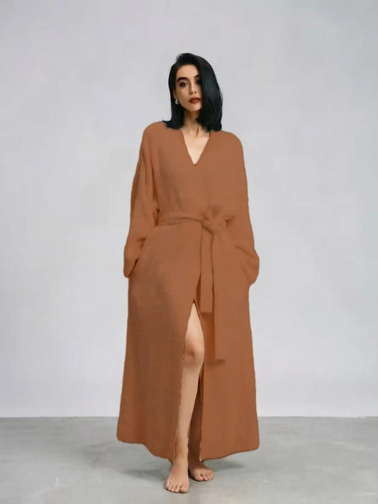 🌷Women's Thickened Thermal Lined Plush Bathrobe with Pockets - Oversized Casual Loungewear