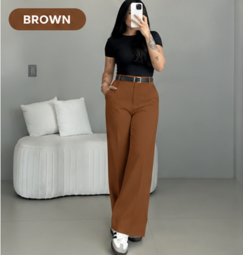🤲LAST DAY SAVE 49% ⏰HIGH WAIST WIDE LEG PANTS-Free belt